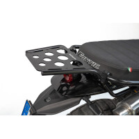 Black anodised carrier plate with holes and slots for securi